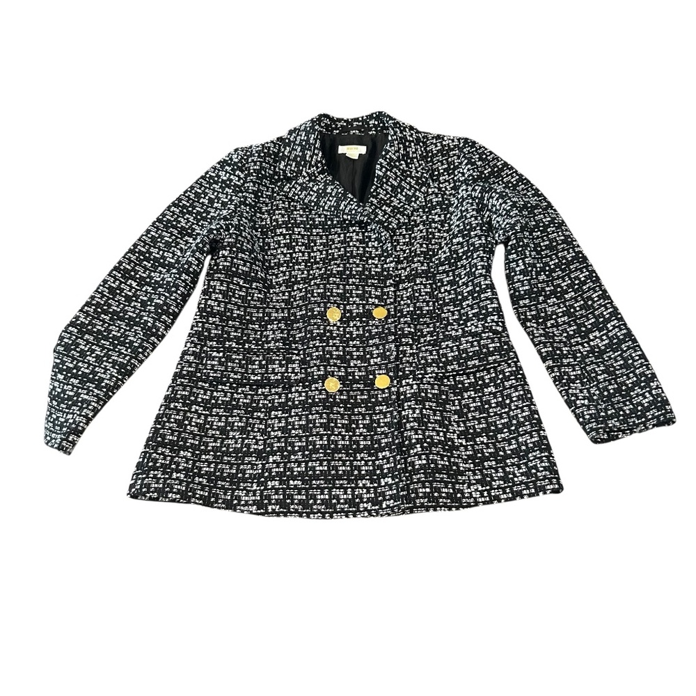 Maeve Black & White Tweed Blazer with Gold Buttons - Picture 2 of 13